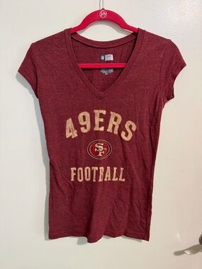 NFL Women's Team Apparel Heathered Burgundy Tee with Red Trim